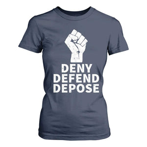Deny Defend Depose T Shirt For Women Vintage Hand Fist TS11 Navy Print Your Wear
