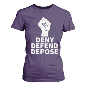 Deny Defend Depose T Shirt For Women Vintage Hand Fist TS11 Purple Print Your Wear
