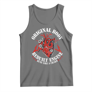 Funny Open Heart Surgery Recovery Survivor Tank Top Original Body Rebuilt Engine Runs Like A Charm TS11 Black Heather Print Your Wear