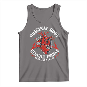 Funny Open Heart Surgery Recovery Survivor Tank Top Original Body Rebuilt Engine Runs Like A Charm TS11 Deep Heather Print Your Wear
