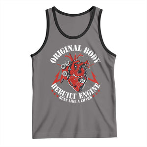Funny Open Heart Surgery Recovery Survivor Tank Top Original Body Rebuilt Engine Runs Like A Charm TS11 Deep Heather Black Print Your Wear