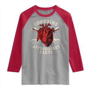 Funny Heart Surgery Raglan Shirt Contains Aftermarket Parts TS11 Sport Gray Red Print Your Wear
