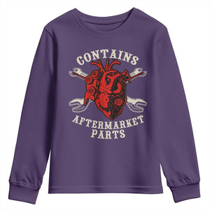 Funny Heart Surgery Youth Sweatshirt Contains Aftermarket Parts TS11 Purple Print Your Wear