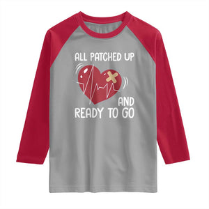 Funny Heart Surgery Recovery Survivor Raglan Shirt All Patched Up And Ready To Go CHD Awareness TS11 Sport Gray Red Print Your Wear