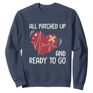 Funny Heart Surgery Recovery Survivor Sweatshirt All Patched Up And Ready To Go CHD Awareness TS11 Navy Print Your Wear