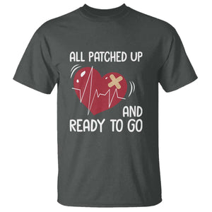Funny Heart Surgery Recovery Survivor T Shirt All Patched Up And Ready To Go CHD Awareness TS11 Dark Heather Print Your Wear