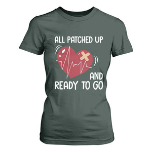 Funny Heart Surgery Recovery Survivor T Shirt For Women All Patched Up And Ready To Go CHD Awareness TS11 Dark Forest Green Print Your Wear