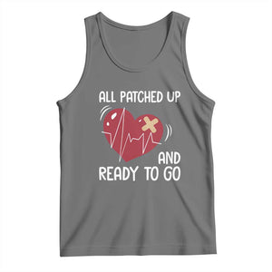 Funny Heart Surgery Recovery Survivor Tank Top All Patched Up And Ready To Go CHD Awareness TS11 Black Heather Print Your Wear