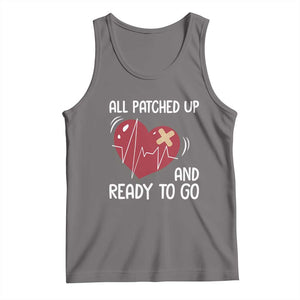 Funny Heart Surgery Recovery Survivor Tank Top All Patched Up And Ready To Go CHD Awareness TS11 Deep Heather Print Your Wear