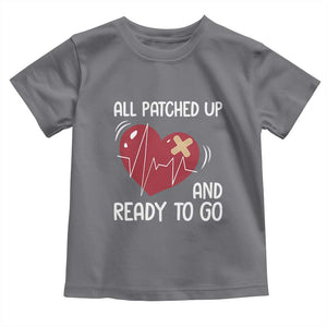 Funny Heart Surgery Recovery Survivor Toddler T Shirt All Patched Up And Ready To Go CHD Awareness TS11 Charcoal Print Your Wear
