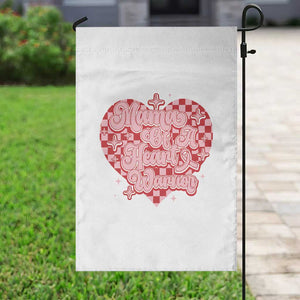 Mama Of A Heart Warrior Garden Flag CHD Awareness Retro Red Checkered Heart TS11 Print Your Wear