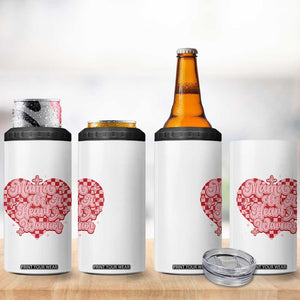 Mama Of A Heart Warrior 4 in 1 Can Cooler Tumbler CHD Awareness Retro Red Checkered Heart TS11 Print Your Wear