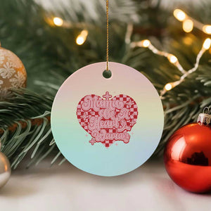 Mama Of A Heart Warrior Ceramic Ornament CHD Awareness Retro Red Checkered Heart TS11 1pc Pastel Print Your Wear