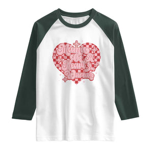 Mama Of A Heart Warrior Raglan Shirt CHD Awareness Retro Red Checkered Heart TS11 White Dark Forest Green Print Your Wear