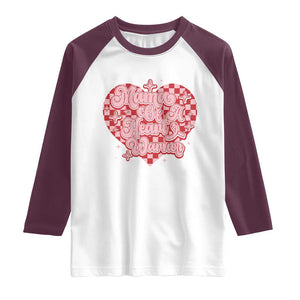 Mama Of A Heart Warrior Raglan Shirt CHD Awareness Retro Red Checkered Heart TS11 White Maroon Print Your Wear