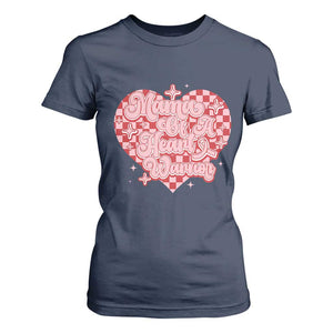 Mama Of A Heart Warrior T Shirt For Women CHD Awareness Retro Red Checkered Heart TS11 Navy Print Your Wear