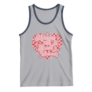 Mama Of A Heart Warrior Tank Top CHD Awareness Retro Red Checkered Heart TS11 Athletic Heather Navy Print Your Wear