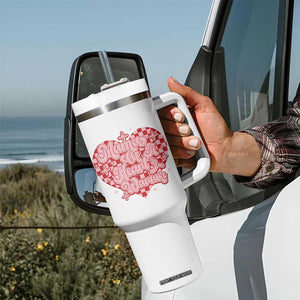 Mama Of A Heart Warrior Tumbler With Handle CHD Awareness Retro Red Checkered Heart TS11 Print Your Wear