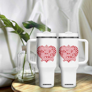 Mama Of A Heart Warrior Tumbler With Handle CHD Awareness Retro Red Checkered Heart TS11 Print Your Wear
