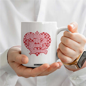 Mama Of A Heart Warrior Coffee Mug CHD Awareness Retro Red Checkered Heart TS11 Print Your Wear