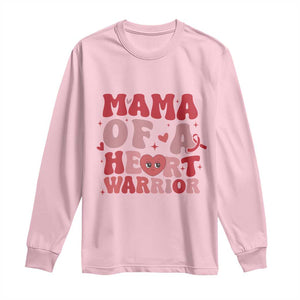 Mama Of A Heart Warrior Long Sleeve Shirt Congenital Heart Disease CHD Awareness TS11 Light Pink Print Your Wear