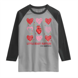 Congenital Heart Disease CHD Awareness Raglan Shirt Little Heart Matters TS11 Sport Gray Black Print Your Wear