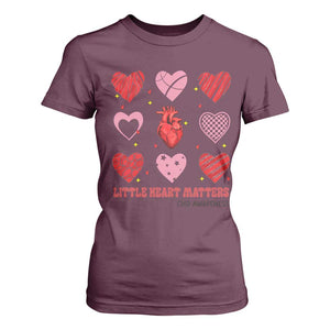 Congenital Heart Disease CHD Awareness T Shirt For Women Little Heart Matters TS11 Maroon Print Your Wear