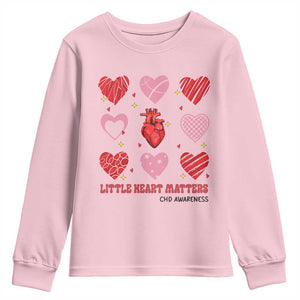 Congenital Heart Disease CHD Awareness Youth Sweatshirt Little Heart Matters TS11 Light Pink Print Your Wear