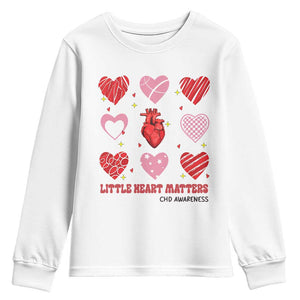 Congenital Heart Disease CHD Awareness Youth Sweatshirt Little Heart Matters TS11 White Print Your Wear