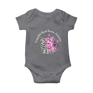 CHD Awareness Baby Onesie Congenital Heart Disease Awareness Floral Rib Cage TS11 Charcoal Print Your Wear