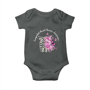 CHD Awareness Baby Onesie Congenital Heart Disease Awareness Floral Rib Cage TS11 Dark Heather Print Your Wear