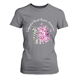 CHD Awareness T Shirt For Women Congenital Heart Disease Awareness Floral Rib Cage TS11 Charcoal Print Your Wear