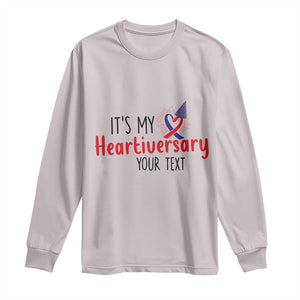 Personalized CHD Awareness Heart Anniversary Long Sleeve Shirt Custom Text It's My Heartiversary TS11 Ice Gray Print Your Wear