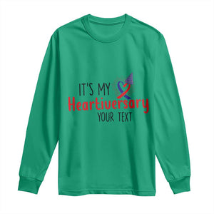 Personalized CHD Awareness Heart Anniversary Long Sleeve Shirt Custom Text It's My Heartiversary TS11 Irish Green Print Your Wear