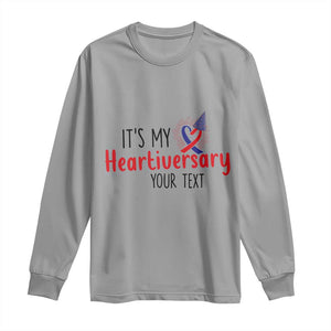Personalized CHD Awareness Heart Anniversary Long Sleeve Shirt Custom Text It's My Heartiversary TS11 Sport Gray Print Your Wear