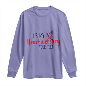 Personalized CHD Awareness Heart Anniversary Long Sleeve Shirt Custom Text It's My Heartiversary TS11 Violet Print Your Wear
