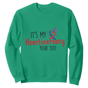 Personalized CHD Awareness Heart Anniversary Sweatshirt Custom Text It's My Heartiversary TS11 Irish Green Print Your Wear
