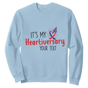 Personalized CHD Awareness Heart Anniversary Sweatshirt Custom Text It's My Heartiversary TS11 Light Blue Print Your Wear