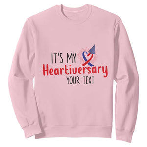 Personalized CHD Awareness Heart Anniversary Sweatshirt Custom Text It's My Heartiversary TS11 Light Pink Print Your Wear