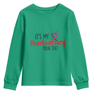 Personalized CHD Awareness Heart Anniversary Youth Sweatshirt Custom Text It's My Heartiversary TS11 Irish Green Print Your Wear