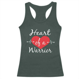 Heart Of A Warrior Racerback Tank Top CHD Awareness Heart TS11 Dark Forest Green Print Your Wear
