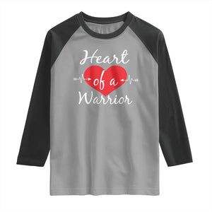 Heart Of A Warrior Raglan Shirt CHD Awareness Heart TS11 Sport Gray Black Print Your Wear