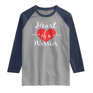 Heart Of A Warrior Raglan Shirt CHD Awareness Heart TS11 Sport Gray Navy Print Your Wear