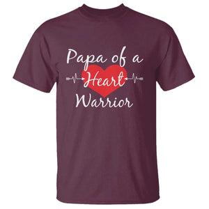 Papa Of A Heart Warrior T Shirt CHD Awareness Heart TS11 Maroon Print Your Wear