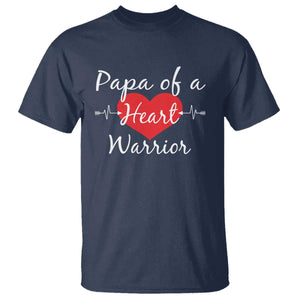 Papa Of A Heart Warrior T Shirt CHD Awareness Heart TS11 Navy Print Your Wear