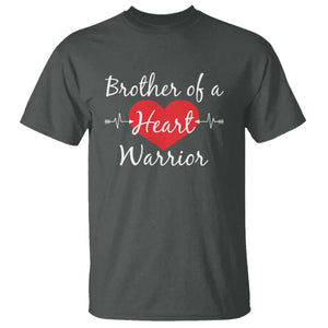 Brother Of A Heart Warrior T Shirt CHD Awareness Heart TS11 Dark Heather Print Your Wear