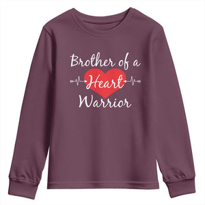 Brother Of A Heart Warrior Youth Sweatshirt CHD Awareness Heart TS11 Maroon Print Your Wear