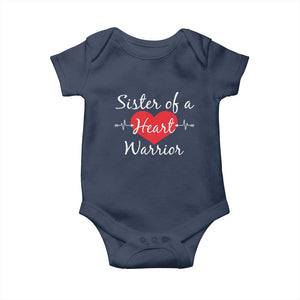 Sister Of A Heart Warrior Baby Onesie CHD Awareness Heart TS11 Navy Print Your Wear
