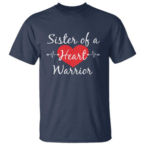 Sister Of A Heart Warrior T Shirt CHD Awareness Heart TS11 Navy Print Your Wear
