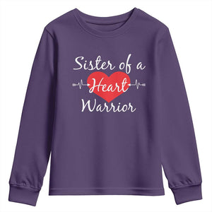 Sister Of A Heart Warrior Youth Sweatshirt CHD Awareness Heart TS11 Purple Print Your Wear
